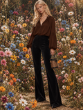 High Waist Velvet Flare Pants