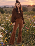 Full Size High-Waisted Velvet Flare Pants Plus Size