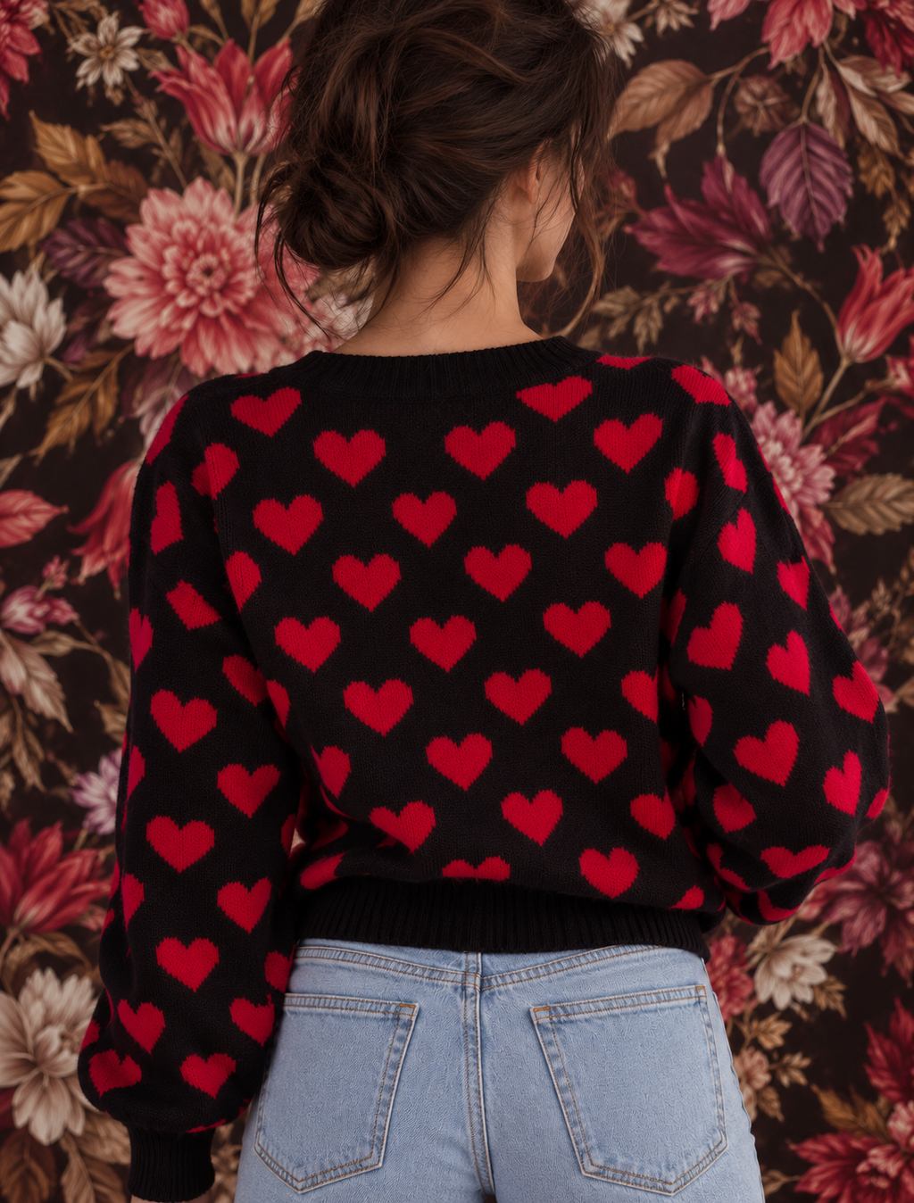 Valentine’s Day Heart V-Neck Cropped Cardigan