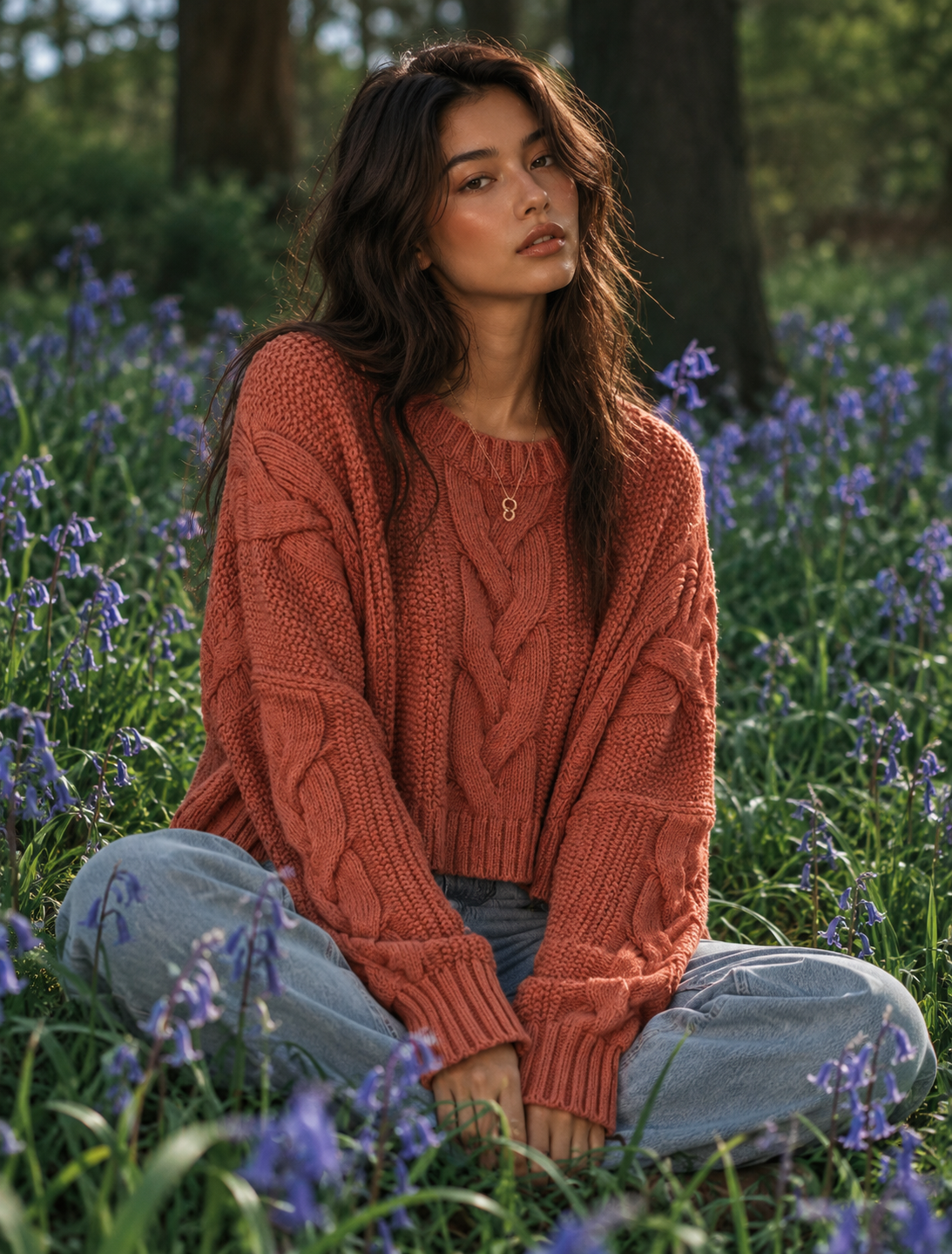 Cable-Knit Chunky Fit Slouchy Textured Sweater