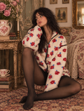 Floral Print Zipper Stand Neck Outerwear Fleece Coat