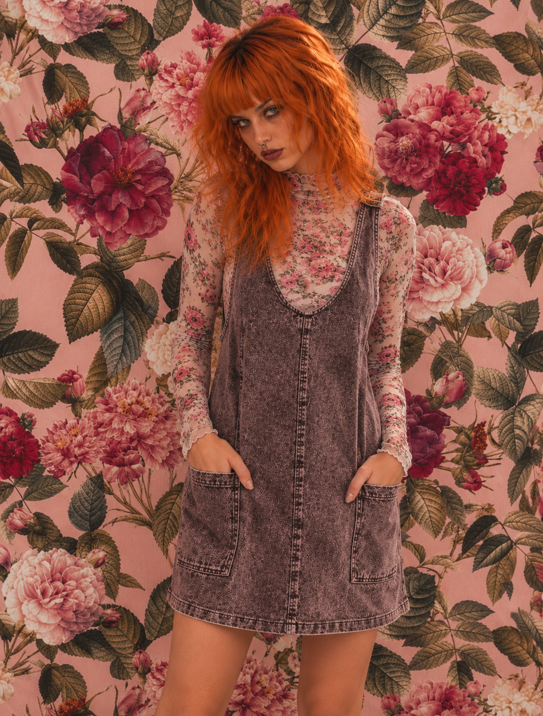 Vintage Wash Denim Overall Dress
