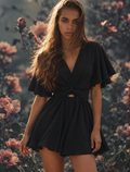 Tie Waist Flutter Sleeve Romper