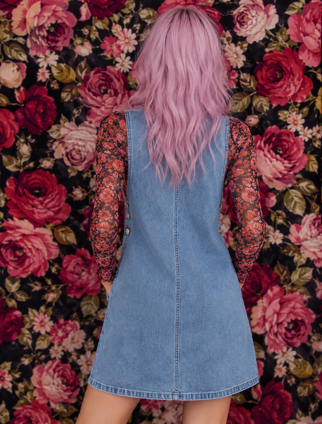 Casual Scoop Neck Sleeveless Denim Dress