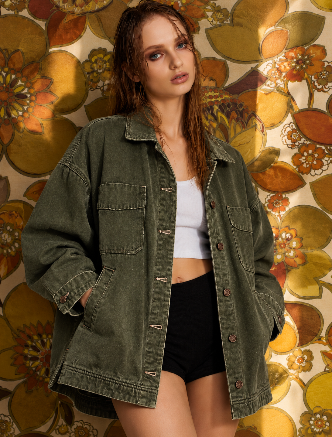 Button Up Long Sleeve Denim Jacket