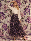 Floral Print Flowy Midi Skirt
