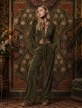 Full Size Lace-Up Long Sleeve Top and Wide-Leg Pants Set Plus Size