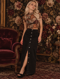 Button Front Denim Skirt